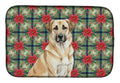 Anatolian Shepherd Dog Christmas PoinsettIas Dish Drying Mat Absorbent Dish Drying Mat Pad for Kitchen Counter Dish Drainer Mat for Countertop, 14 x 21", Multicolor