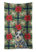 Blue Heeler Australian Cattle Dog Christmas PoinsettIas Kitchen Towel Velour Plush Front and Cotton Loop Back Machine Washable