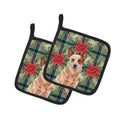 Red Heeler Australian Cattle Dog Christmas PoinsettIas Pot Holder Set of 2 Heat Resistant Quilted Hot Pads 7.5 x 7.5 Inch, Insulated Kitchen Trivets for Cooking & Baking