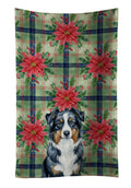 Black Australian Shepherd Christmas PoinsettIas Kitchen Towel Velour Plush Front and Cotton Loop Back Machine Washable