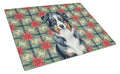 Black Australian Shepherd Christmas PoinsettIas Cutting Board Tempered Glass Kitchen Cutting Surface, Heat Resistant Chopping, Non-Slip Feet, Food Prep & Serving