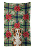 Red Merle Australian Shepherd Christmas PoinsettIas Kitchen Towel Velour Plush Front and Cotton Loop Back Machine Washable