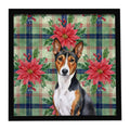 Tricolor and White Basenji Christmas PoinsettIas Framed Metal Print Bathroom, Kitchen, Office, Home Decor Wall Art Ready to Hang, Square, 8X8