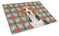 Beagle Christmas PoinsettIas Cutting Board Tempered Glass Kitchen Cutting Surface, Heat Resistant Chopping, Non-Slip Feet, Food Prep & Serving