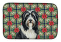 Black Bearded Collie Christmas PoinsettIas Dish Drying Mat Absorbent Dish Drying Mat Pad for Kitchen Counter Dish Drainer Mat for Countertop, 14 x 21", Multicolor