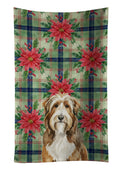Brown Bearded Collie Christmas PoinsettIas Kitchen Towel Velour Plush Front and Cotton Loop Back Machine Washable