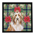 Fawn Bearded Collie Christmas PoinsettIas Framed Metal Print Bathroom, Kitchen, Office, Home Decor Wall Art Ready to Hang, Square, 8X8