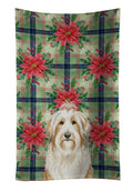 White and Tan Bearded Collie Christmas PoinsettIas Kitchen Towel Velour Plush Front and Cotton Loop Back Machine Washable