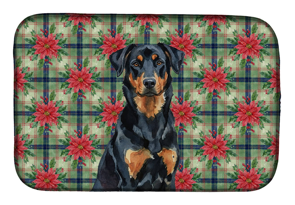 Beauceron Christmas PoinsettIas Dish Drying Mat Absorbent Dish Drying Mat Pad for Kitchen Counter Dish Drainer Mat for Countertop, 14 x 21", Multicolor