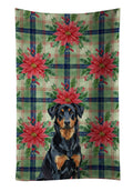 Beauceron Christmas PoinsettIas Kitchen Towel Velour Plush Front and Cotton Loop Back Machine Washable