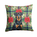 Beauceron Christmas PoinsettIas Decorative Throw Pillow 18x18 Indoor Outdoor Accent Cushion, Fabric Cover with Insert for Sofa, Bed, Porch & Living Room
