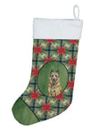 Belgian Laekenois Christmas PoinsettIas Holiday Stocking Double-Sided Print, Polyester Suede,11x18, Made in USA