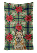 Belgian Laekenois Christmas PoinsettIas Kitchen Towel Velour Plush Front and Cotton Loop Back Machine Washable
