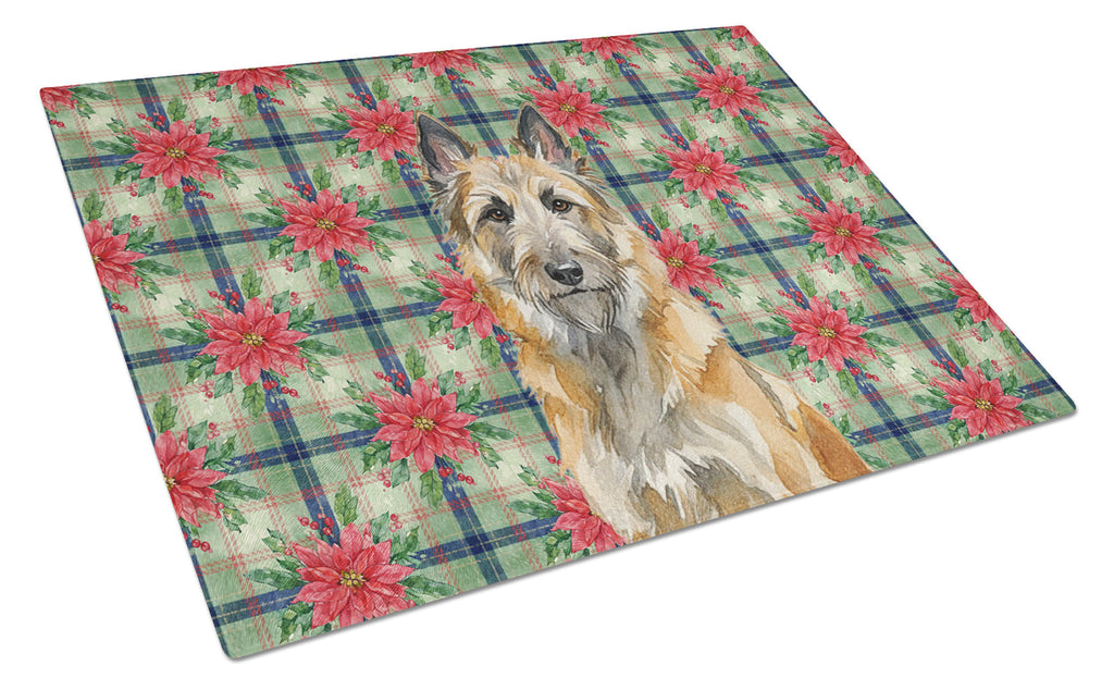 Belgian Laekenois Christmas PoinsettIas Cutting Board Tempered Glass Kitchen Cutting Surface, Heat Resistant Chopping, Non-Slip Feet, Food Prep & Serving