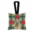 Belgian Laekenois Christmas PoinsettIas Hanging Square Fabric Ornament 3.5 � 3.5 Decorative Door-Knob & Tree Hanger, Soft Fabric