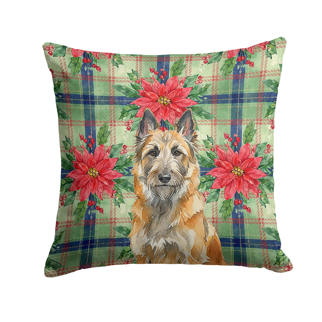 Belgian Laekenois Christmas PoinsettIas Decorative Throw Pillow 18x18 Indoor Outdoor Accent Cushion, Fabric Cover with Insert for Sofa, Bed, Porch & Living Room
