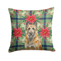 Belgian Laekenois Christmas PoinsettIas Decorative Throw Pillow 18x18 Indoor Outdoor Accent Cushion, Fabric Cover with Insert for Sofa, Bed, Porch & Living Room