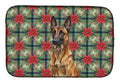 Mahogany Belgian Malinois Christmas PoinsettIas Dish Drying Mat Absorbent Dish Drying Mat Pad for Kitchen Counter Dish Drainer Mat for Countertop, 14 x 21", Multicolor