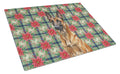 Mahogany Belgian Malinois Christmas PoinsettIas Cutting Board Tempered Glass Kitchen Cutting Surface, Heat Resistant Chopping, Non-Slip Feet, Food Prep & Serving