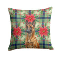 Mahogany Belgian Malinois Christmas PoinsettIas Decorative Throw Pillow 14x14 Indoor Outdoor Accent Cushion, Fabric Cover with Insert for Sofa, Bed, Porch & Living Room