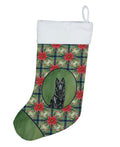 Belgian Sheepdog Groenendael Christmas PoinsettIas Holiday Stocking Double-Sided Print, Polyester Suede,11x18, Made in USA