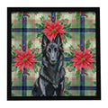 Belgian Sheepdog Groenendael Christmas PoinsettIas Framed Metal Print Bathroom, Kitchen, Office, Home Decor Wall Art Ready to Hang, Square, 8X8