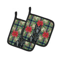 Belgian Sheepdog Groenendael Christmas PoinsettIas Pot Holder Set of 2 Heat Resistant Quilted Hot Pads 7.5 x 7.5 Inch, Insulated Kitchen Trivets for Cooking & Baking
