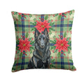 Belgian Sheepdog Groenendael Christmas PoinsettIas Decorative Throw Pillow 14x14 Indoor Outdoor Accent Cushion, Fabric Cover with Insert for Sofa, Bed, Porch & Living Room