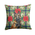 Belgian Tervuren Christmas PoinsettIas Decorative Throw Pillow 14x14 Indoor Outdoor Accent Cushion, Fabric Cover with Insert for Sofa, Bed, Porch & Living Room