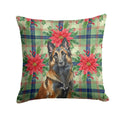 Belgian Tervuren Christmas PoinsettIas Decorative Throw Pillow 18x18 Indoor Outdoor Accent Cushion, Fabric Cover with Insert for Sofa, Bed, Porch & Living Room