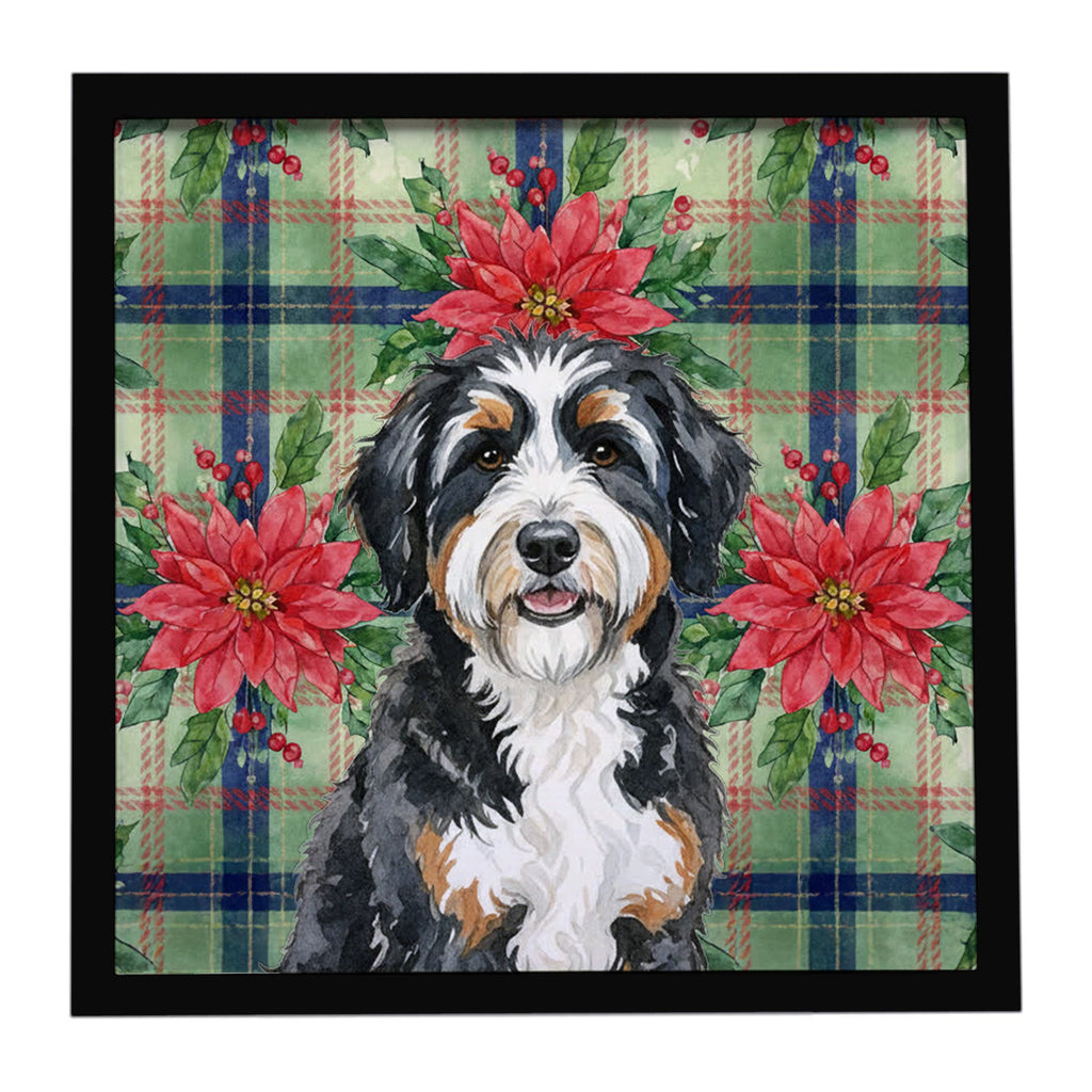 Berndoodle Christmas PoinsettIas Framed Metal Print Bathroom, Kitchen, Office, Home Decor Wall Art Ready to Hang, Square, 8X8