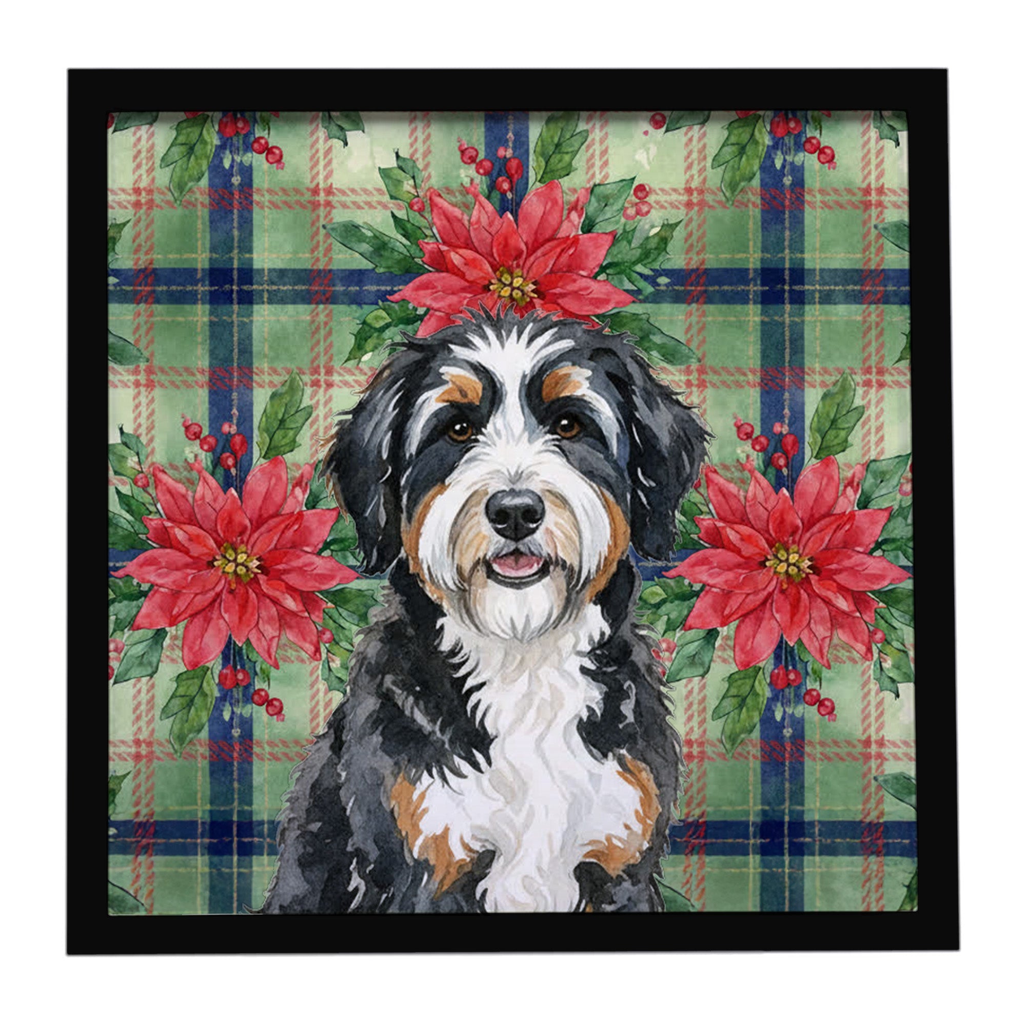 Berndoodle Christmas PoinsettIas Framed Metal Print Bathroom, Kitchen, Office, Home Decor Wall Art Ready to Hang, Square, 8X8