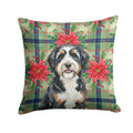 Berndoodle Christmas PoinsettIas Decorative Throw Pillow 18x18 Indoor Outdoor Accent Cushion, Fabric Cover with Insert for Sofa, Bed, Porch & Living Room