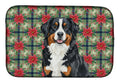 Bernese Mountain Dog Christmas PoinsettIas Dish Drying Mat Absorbent Dish Drying Mat Pad for Kitchen Counter Dish Drainer Mat for Countertop, 14 x 21", Multicolor