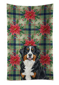 Bernese Mountain Dog Christmas PoinsettIas Kitchen Towel Velour Plush Front and Cotton Loop Back Machine Washable