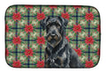 Black Russian Terrier Christmas PoinsettIas Dish Drying Mat Absorbent Dish Drying Mat Pad for Kitchen Counter Dish Drainer Mat for Countertop, 14 x 21", Multicolor
