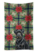 Black Russian Terrier Christmas PoinsettIas Kitchen Towel Velour Plush Front and Cotton Loop Back Machine Washable