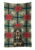 Black and Tan Bloodhound Christmas PoinsettIas Kitchen Towel Velour Plush Front and Cotton Loop Back Machine Washable