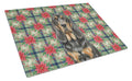 Black and Tan Bloodhound Christmas PoinsettIas Cutting Board Tempered Glass Kitchen Cutting Surface, Heat Resistant Chopping, Non-Slip Feet, Food Prep & Serving