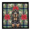 Black and Tan Bloodhound Christmas PoinsettIas Framed Metal Print Bathroom, Kitchen, Office, Home Decor Wall Art Ready to Hang, Square, 8X8