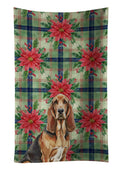 Liver and Tan Bloodhound Christmas PoinsettIas Kitchen Towel Velour Plush Front and Cotton Loop Back Machine Washable