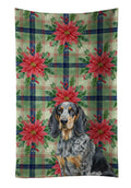 Bluetick Coonhound Christmas PoinsettIas Kitchen Towel Velour Plush Front and Cotton Loop Back Machine Washable