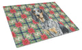 Bluetick Coonhound Christmas PoinsettIas Cutting Board Tempered Glass Kitchen Cutting Surface, Heat Resistant Chopping, Non-Slip Feet, Food Prep & Serving