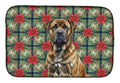 Brindle Boerboel Christmas PoinsettIas Dish Drying Mat Absorbent Dish Drying Mat Pad for Kitchen Counter Dish Drainer Mat for Countertop, 14 x 21", Multicolor