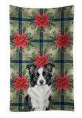 Border Collie Christmas PoinsettIas Kitchen Towel Velour Plush Front and Cotton Loop Back Machine Washable