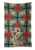 Grizzle and Tan Border Terrier Christmas PoinsettIas Kitchen Towel Velour Plush Front and Cotton Loop Back Machine Washable
