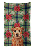 Red Border Terrier Christmas PoinsettIas Kitchen Towel Velour Plush Front and Cotton Loop Back Machine Washable