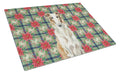 Borzoi Christmas PoinsettIas Cutting Board Tempered Glass Kitchen Cutting Surface, Heat Resistant Chopping, Non-Slip Feet, Food Prep & Serving