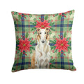 Borzoi Christmas PoinsettIas Decorative Throw Pillow 14x14 Indoor Outdoor Accent Cushion, Fabric Cover with Insert for Sofa, Bed, Porch & Living Room