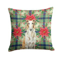 Borzoi Christmas PoinsettIas Decorative Throw Pillow 18x18 Indoor Outdoor Accent Cushion, Fabric Cover with Insert for Sofa, Bed, Porch & Living Room